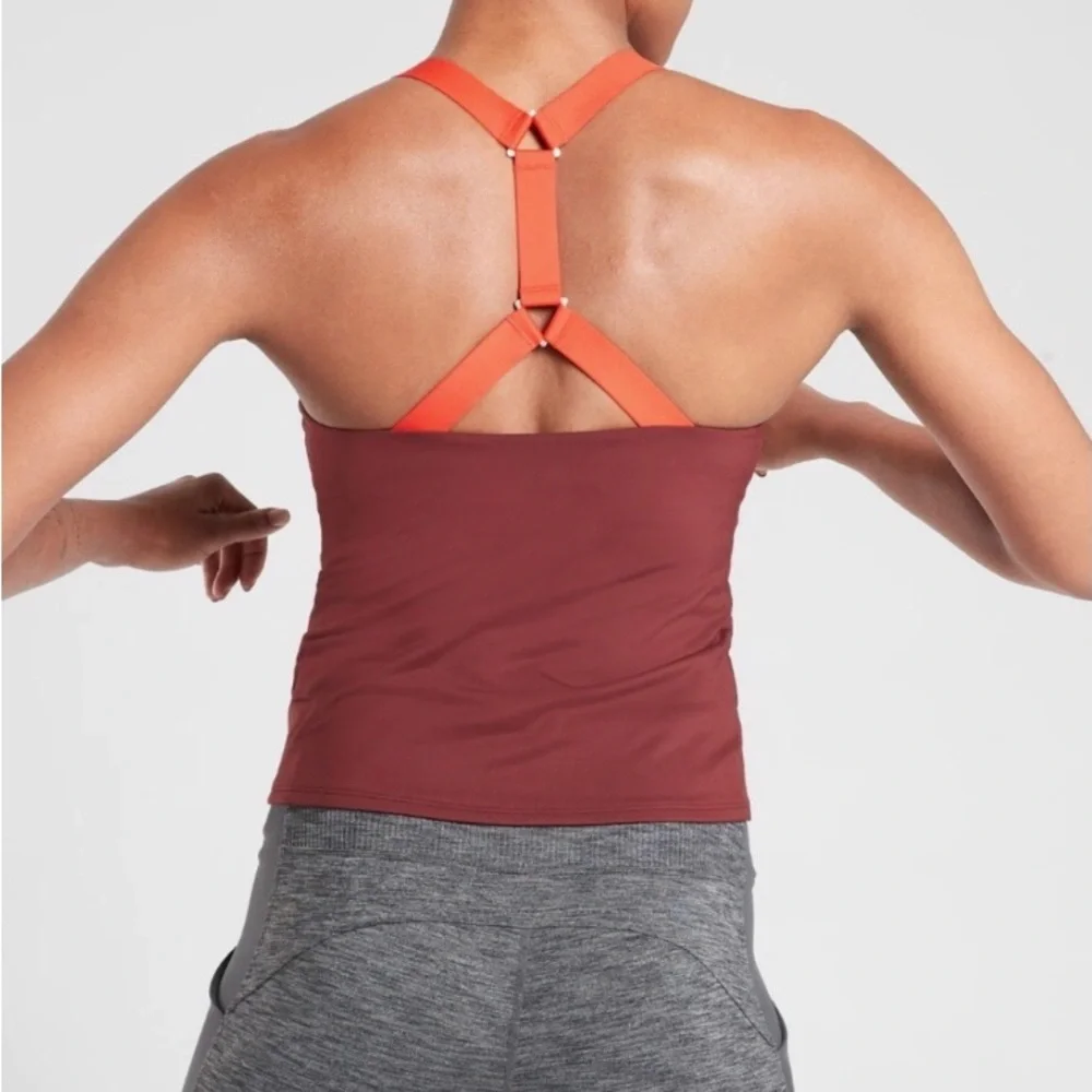 𝅺Athleta Ascent Support Top Maroon Tank Top Workout Gear Size XS